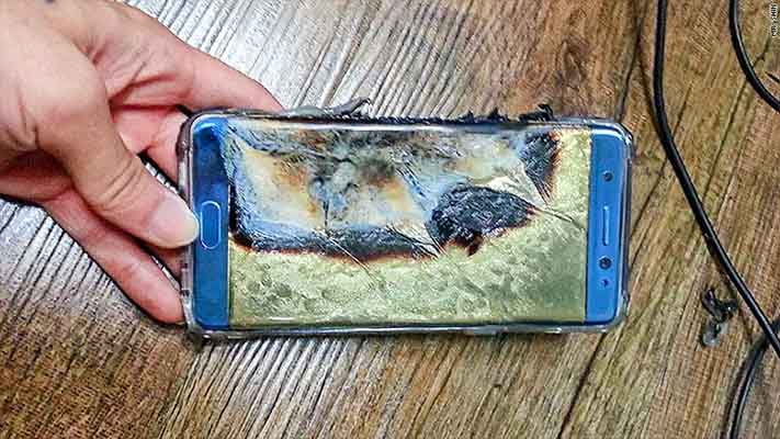 Samsung “Galaxy Note7” caught fire right after it unplugged