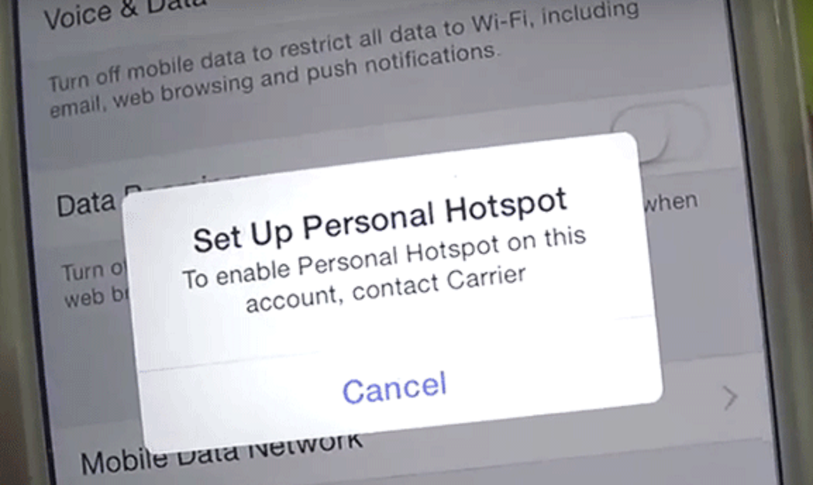 Solved: To Set Up personal Hotspot contact carrier